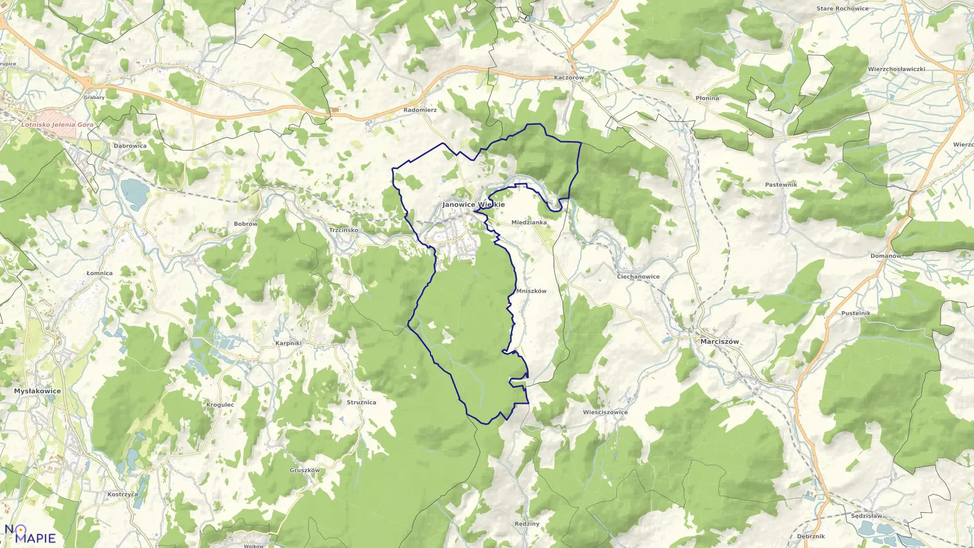 Mapa obrębu JANOWICE WIELKIE w gminie Janowice Wielkie