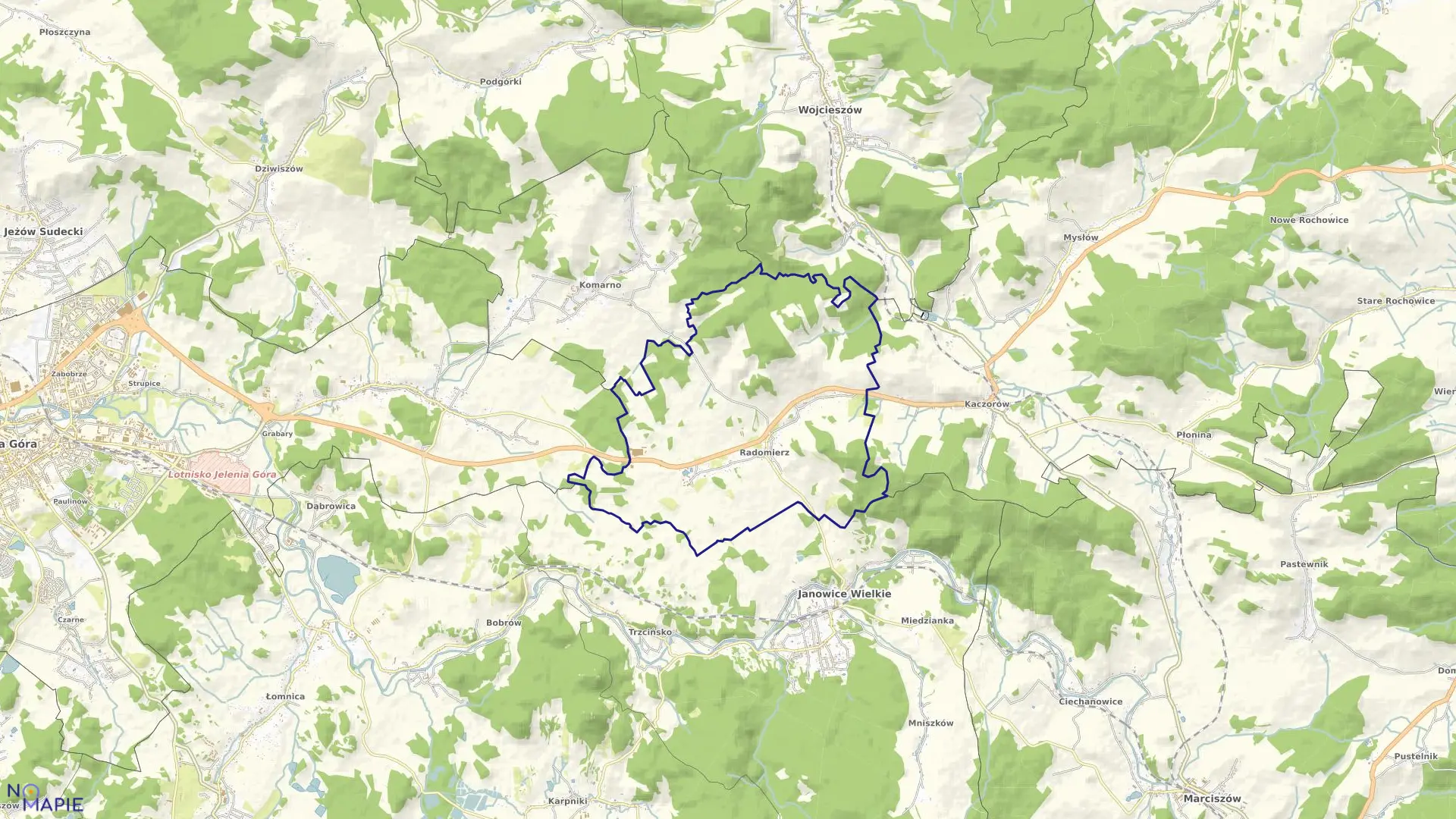 Mapa obrębu RADOMIERZ w gminie Janowice Wielkie