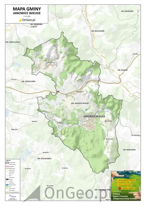 Mapa gminy Janowice Wielkie